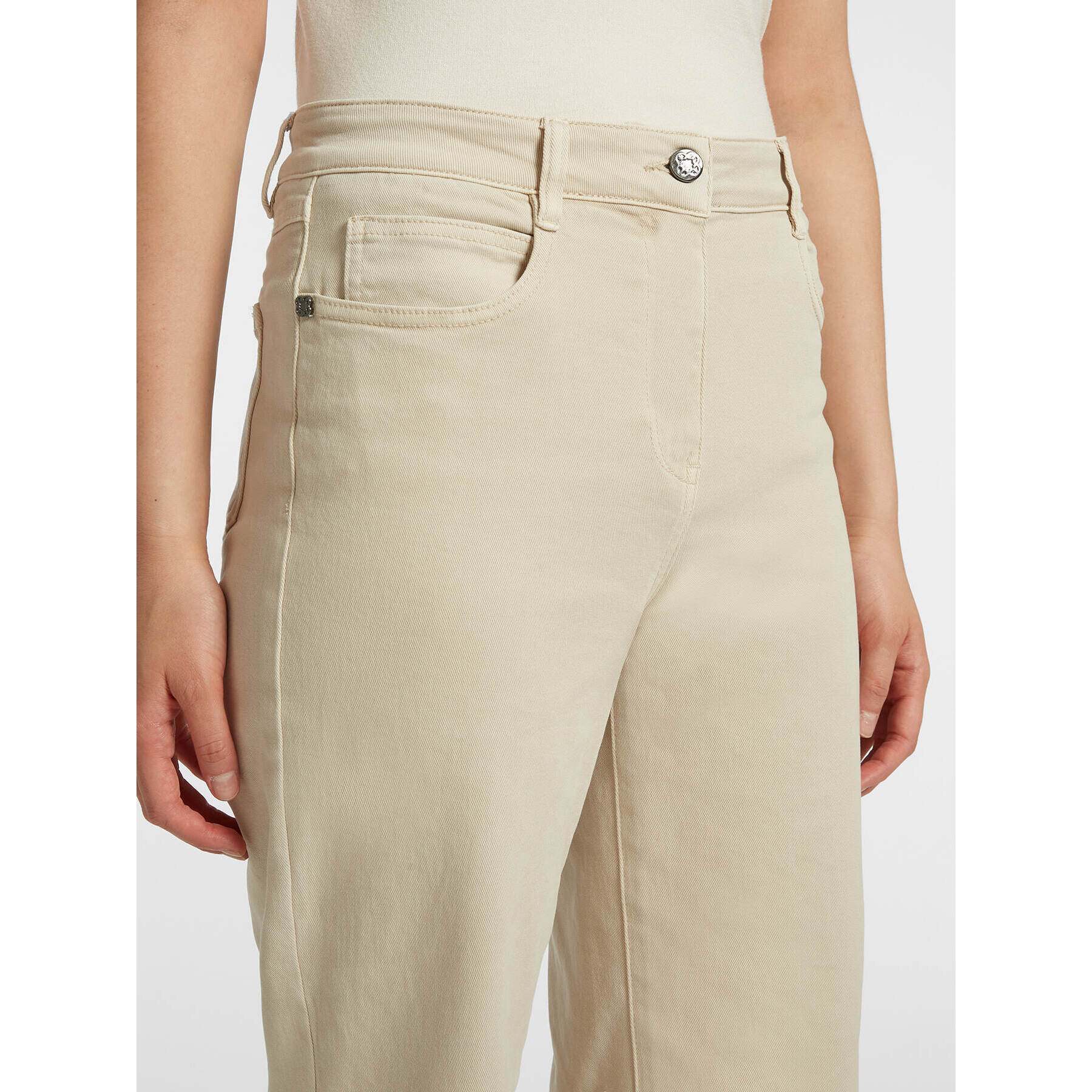 Elena Mirò - Pantaloni cropped cinque tasche in drill - Beige