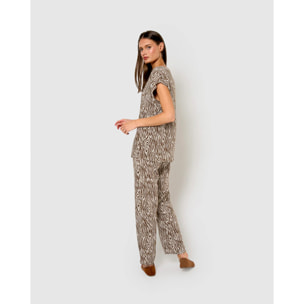 Pantalón viscosa uda marrón