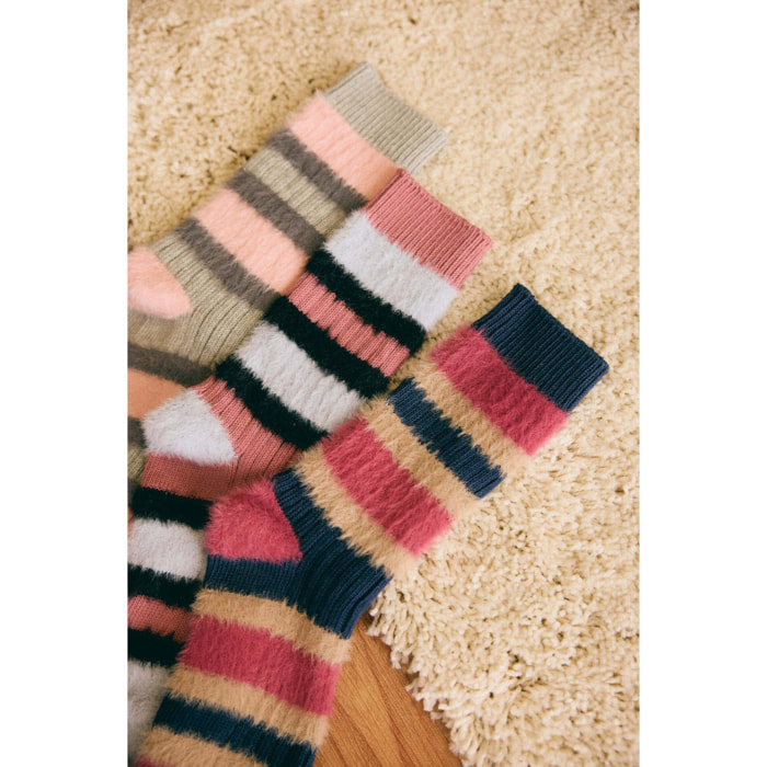 Confezione da 3 calzini da donna a righe extra morbidi