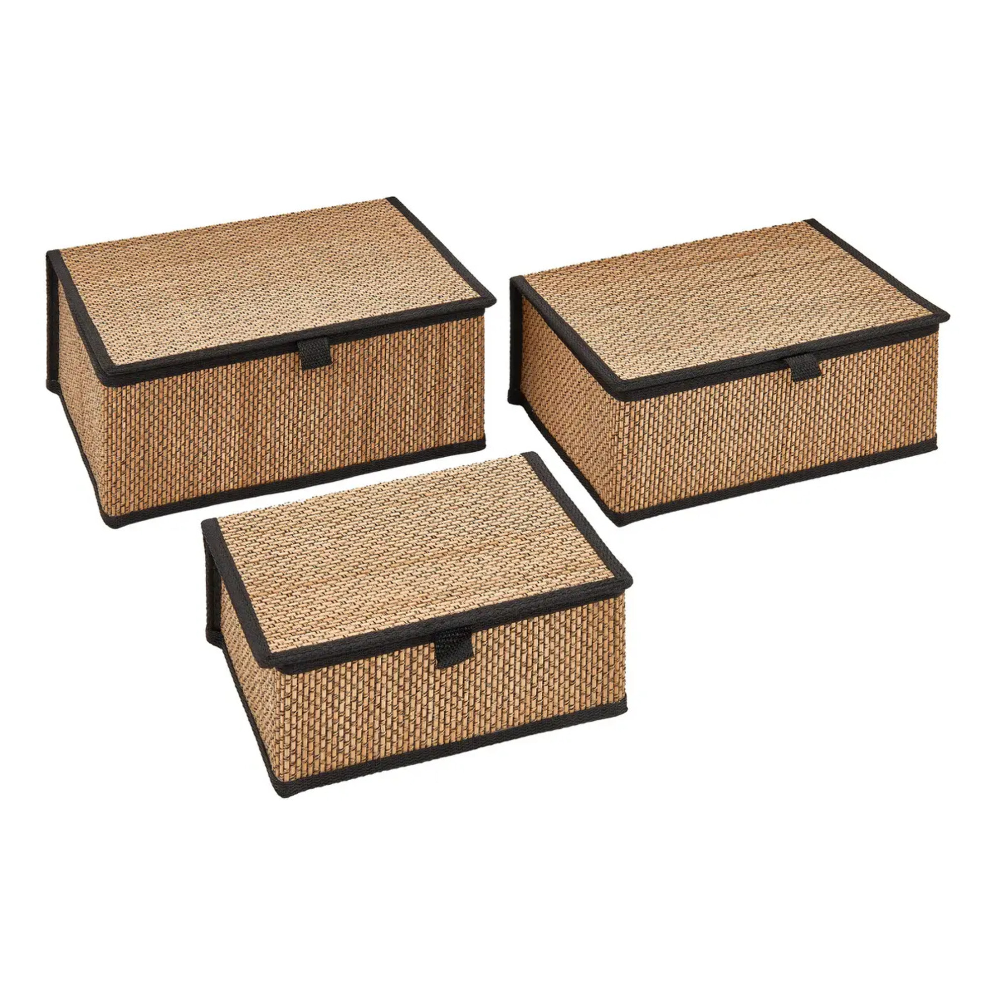 Lot de 3 paniers Stemy L25/30/33,5cm noir et beige