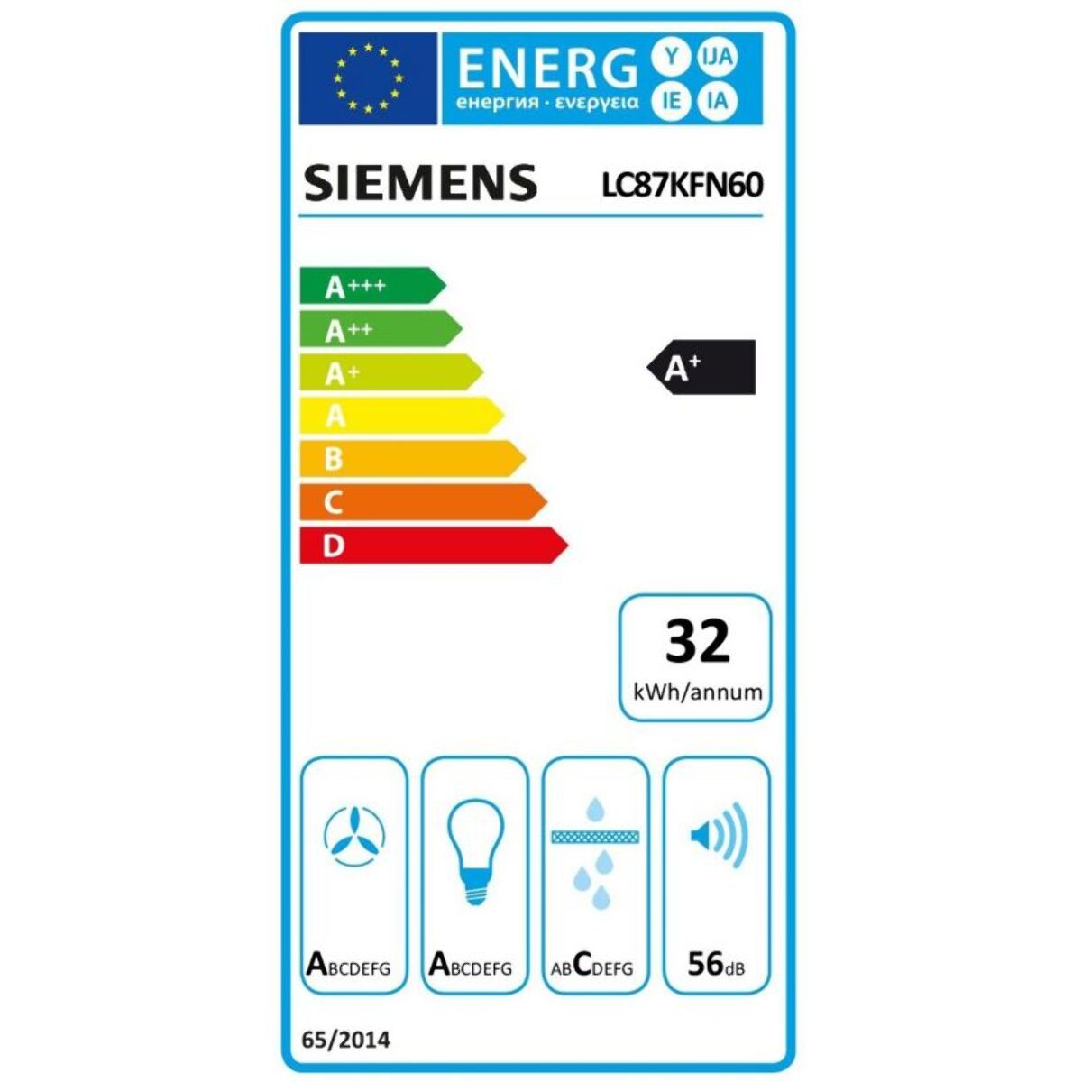 Hotte décorative murale inclinée SIEMENS LC87KFN60