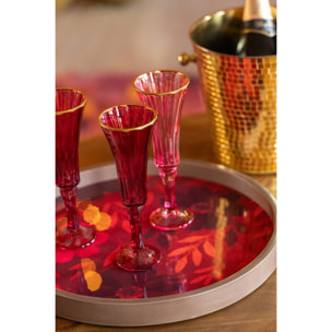 J-Line Set de 3 objets muraux fleurs ronds - MDF - fuchsia