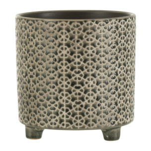 J-Line cache-pot Fleur - céramique - gris/bleu - Ø 16.5 cm