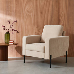 Fauteuil pieds métal velours côtelé BJORN