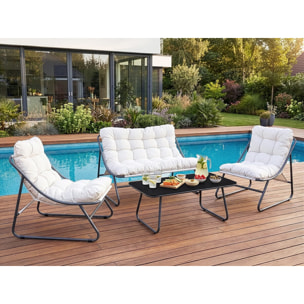 Salon de jardin en métal avec coussins "Aria" - 4 places - Beige