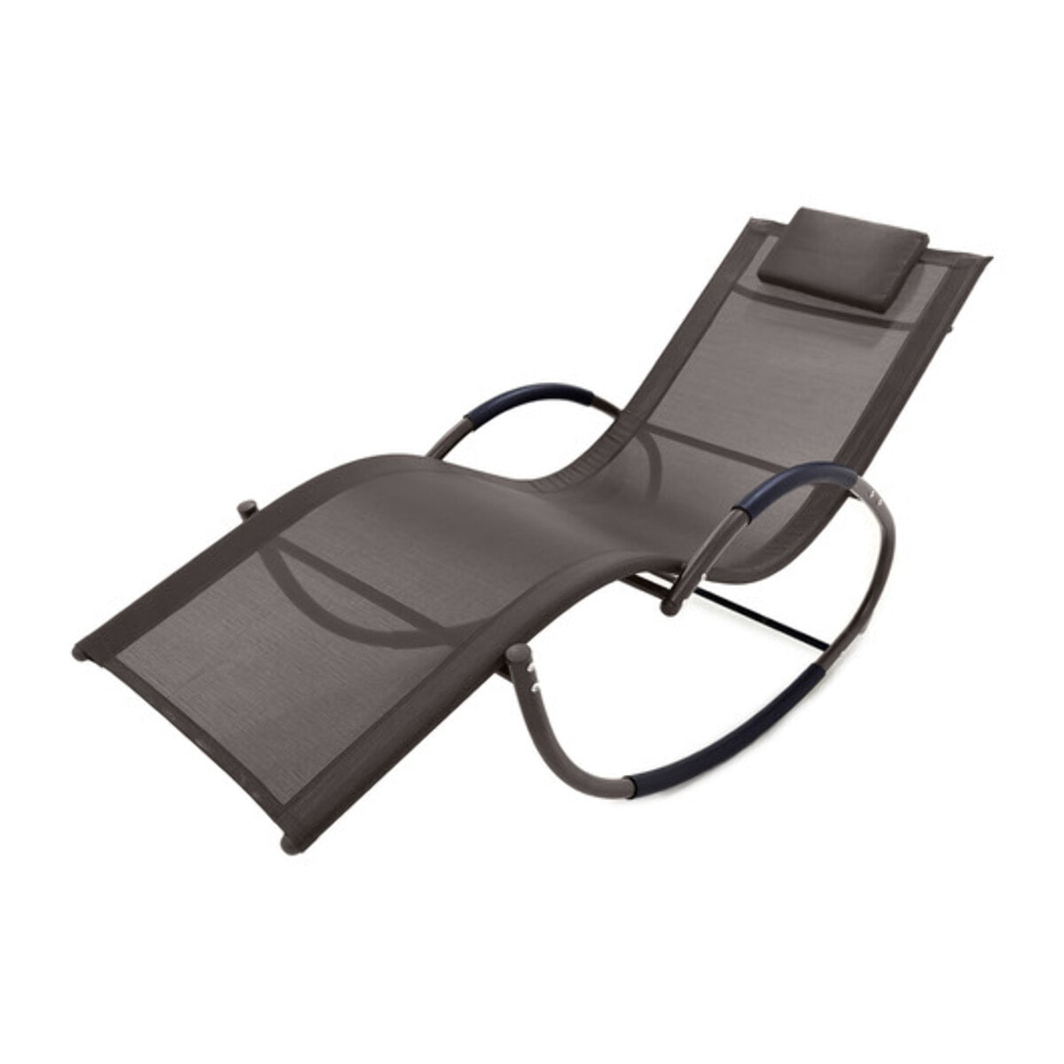 Sedia sdraio dondolo da giardino in acciaio con tessuto textilene e cuscino imbottito, reclinabile e confortevole, resistente agli agenti atmosferici, ideale per relax su balcone terrazzo e giardino, stabile e durevole