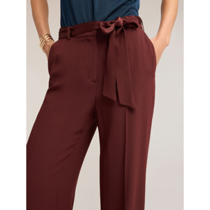 Motivi - Pantaloni palazzo in enverse satin con fusciacca - Marrone