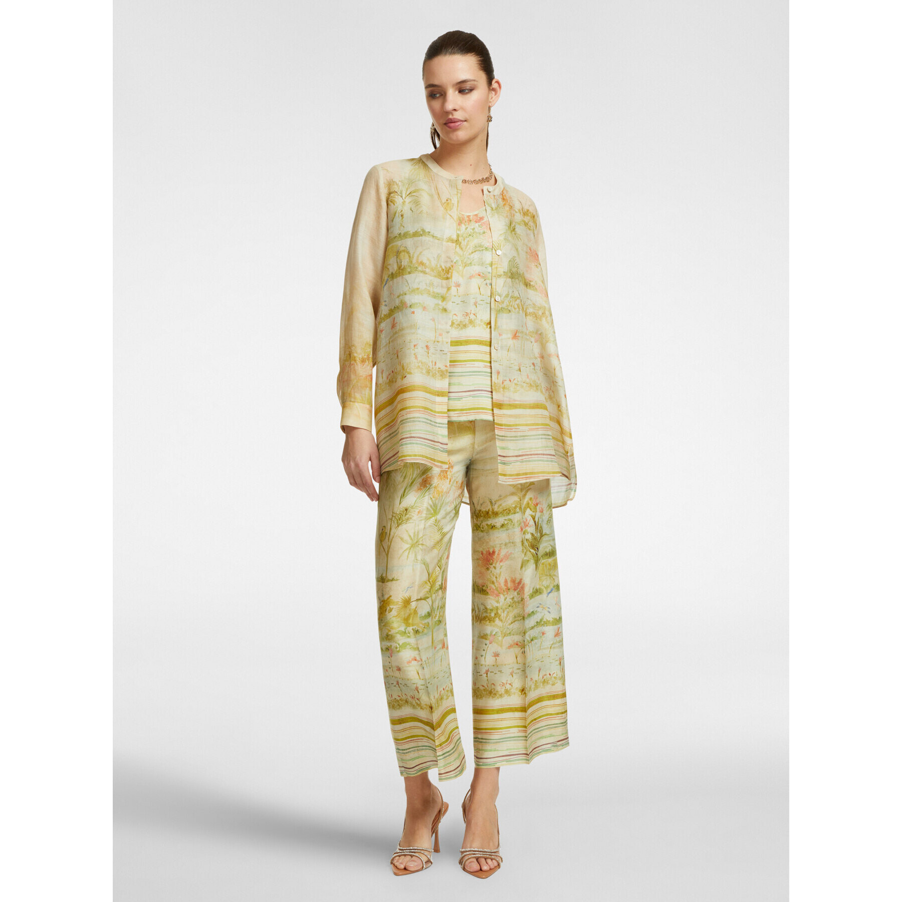 Elena Mirò - Pantalón cropped estampado - Beige