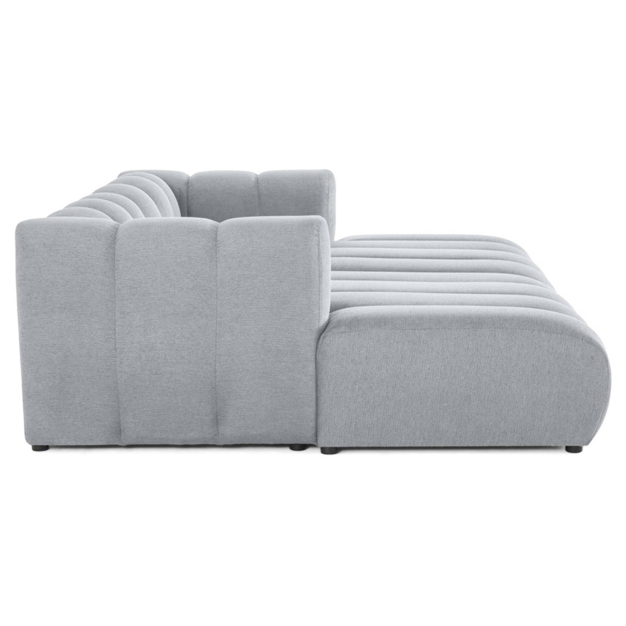 Debbie - canapé modulable droit 3 places avec double méridienne - assise profonde - en tissu texturé - Gris
