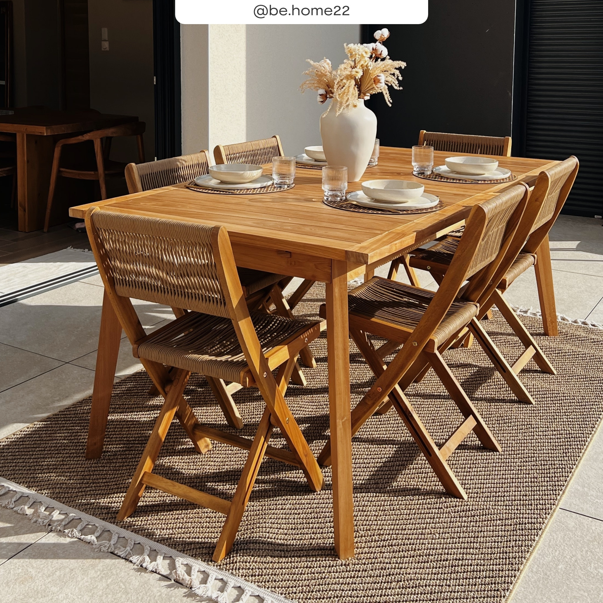 Table de jardin extensible en teck massif 186/245 cm - Tunga