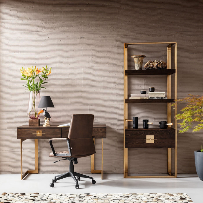 Chaise de bureau pivotante Labora marron foncé Kare Design