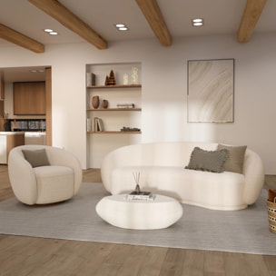 Table basse ovale en béton blanc 105 cm - Maui