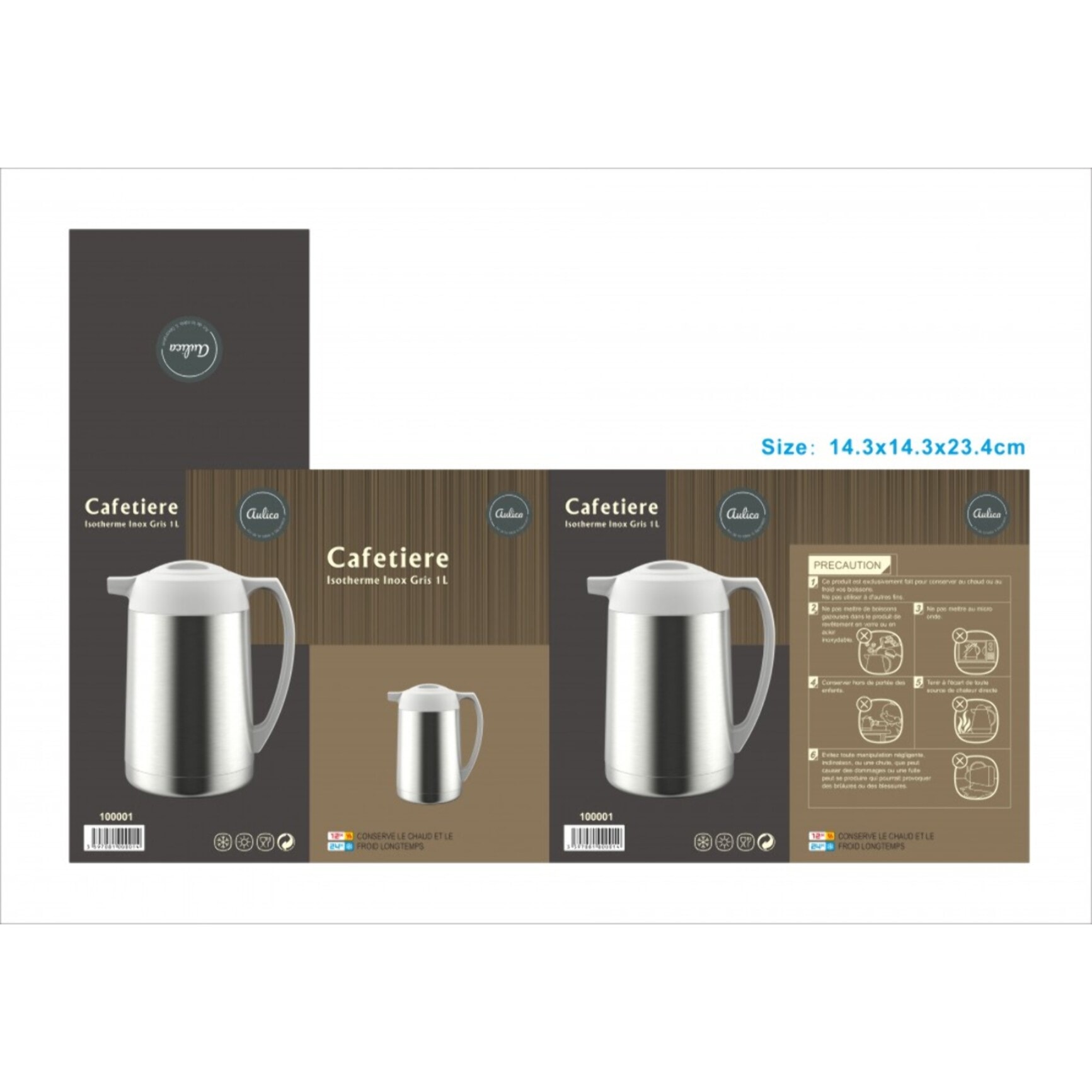 Cafetière isotherme inox et gris 1L