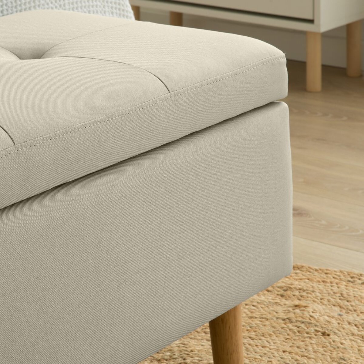 Banc Ivis -marcos en contreplaqué, mousse et rembourrage-couleur beige 106 x 46 x 43 cm