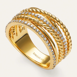 Anillo Triple Cross Spark Baño Oro