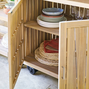 Module de cuisine d'été Lodgia 2 portes 50x100cm bois d'acacia