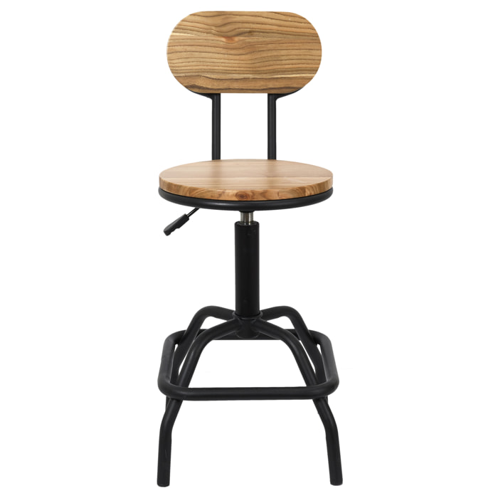 Chaise De Bar Reglable Bois Brut Ace