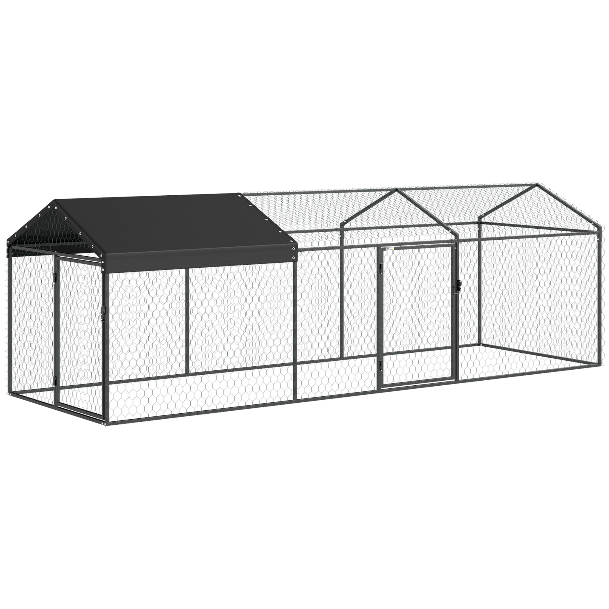 Enclos poulailler 2 portes espace couvert 3x1x1m vert noir
