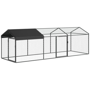 Enclos poulailler 2 portes espace couvert 3x1x1m vert noir