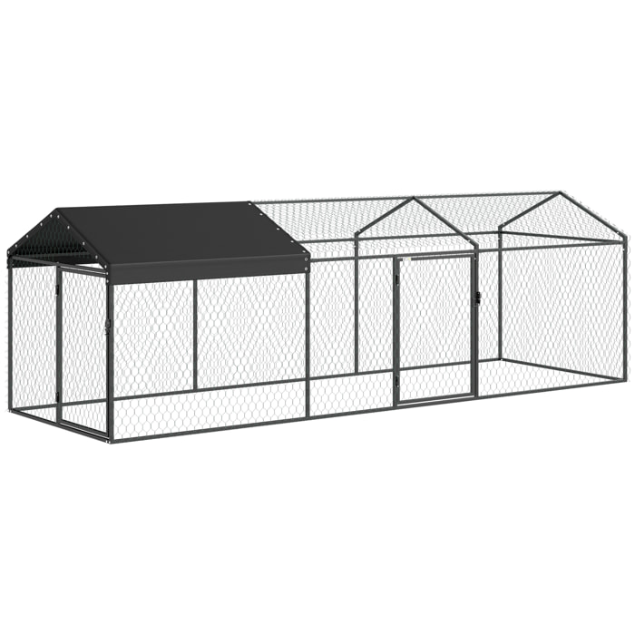 Enclos poulailler 2 portes espace couvert 3x1x1m vert noir