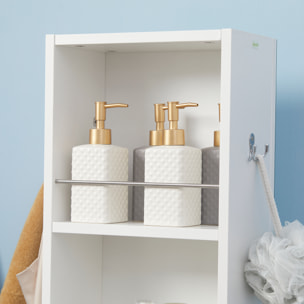 Meuble colonne de salle de bain pivotant avec miroir - 6 étagères - 36L x 36l x 171H cm - blanc