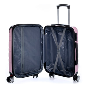 Juego de 3 maletas Trolley extensibles, en material ligero ABS de alta resistencia. Cerradura numérica, 4 ruedas giratorias 360°.