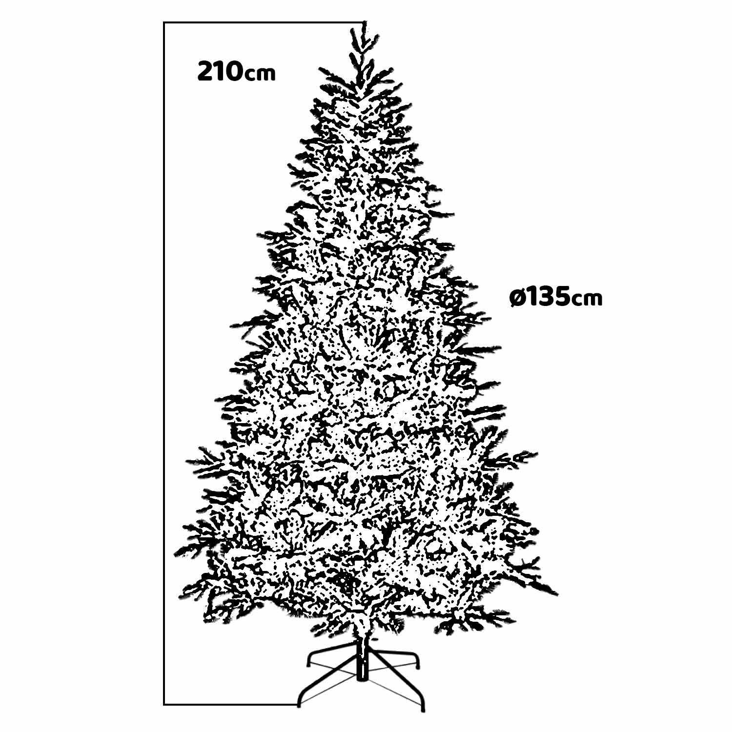 Marte LED - Albero di Natale effetto realistico con luci LED e telecomando ø135x210H, 2200 rami