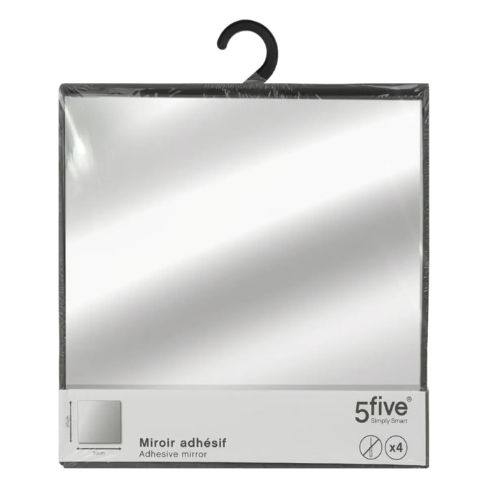 Lot de 4 miroirs carrés adhésifs 30X30