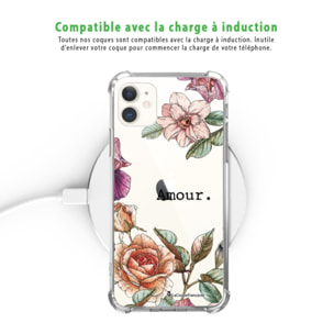 Coque iPhone 11 anti-choc souple angles renforcés transparente Amour en fleurs La Coque Francaise