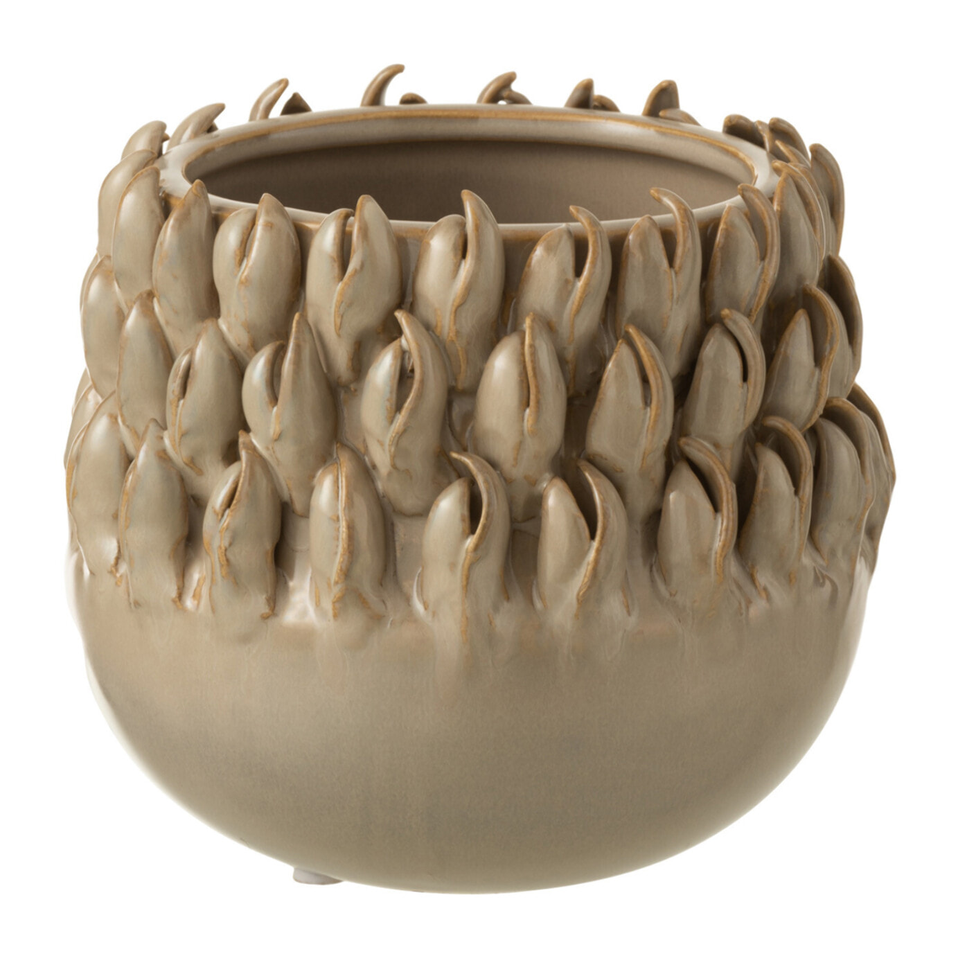 J-Line cache-pot Ibiza - céramique - gris - large - Ø 15.5 cm