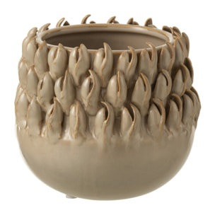 J-Line cache-pot Ibiza - céramique - gris - large - Ø 15.5 cm