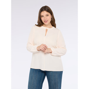 Fiorella Rubino - Blusa in mussola di viscosa con scollo a goccia - Bianco