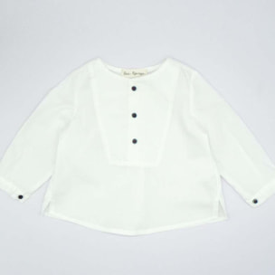 CAMISA BLANCA CON BOTONES AZUL MARINO