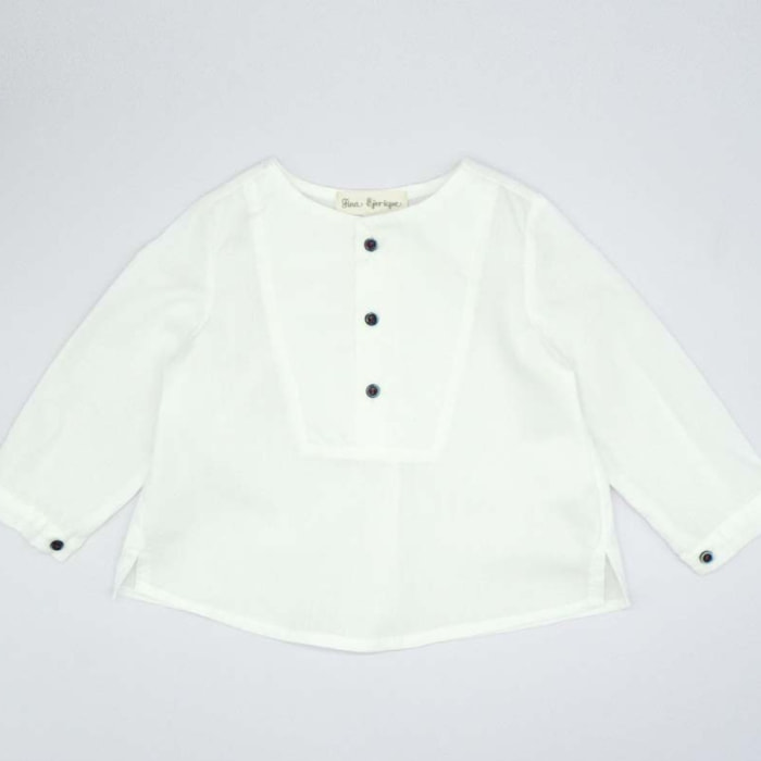 CAMISA BLANCA CON BOTONES AZUL MARINO