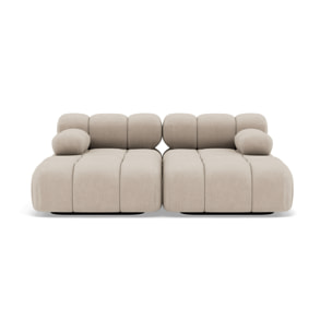 Ruby - canapé droit 4 places avec double méridienne - assise profonde - en velours texturé - Beige