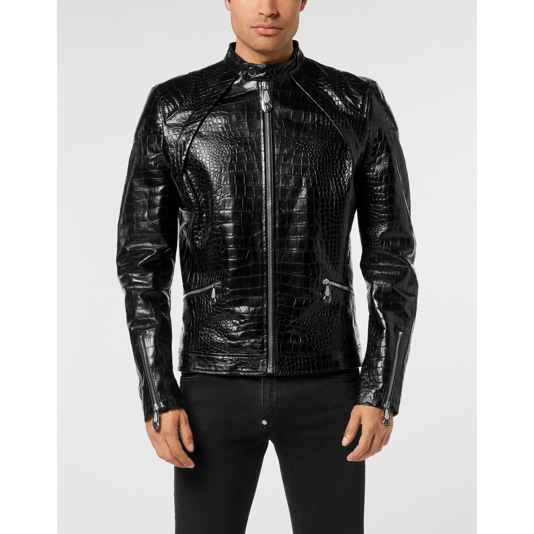 PHILIPP PLEIN Chaqueta Moto de cuero COCCO