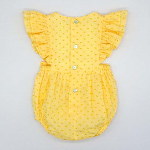 PELELE CON VOLANTES Y LAZOS PLUMETI AMARILLO