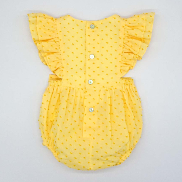 PELELE CON VOLANTES Y LAZOS PLUMETI AMARILLO