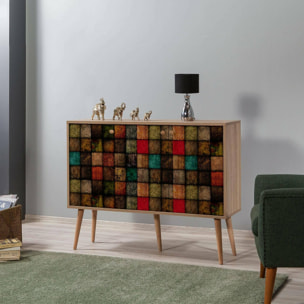 Credenza Dpavarin, Buffet da soggiorno, Madia da salotto, Dispensa da cucina, 120x36h90 cm, Quercia e Multicolore