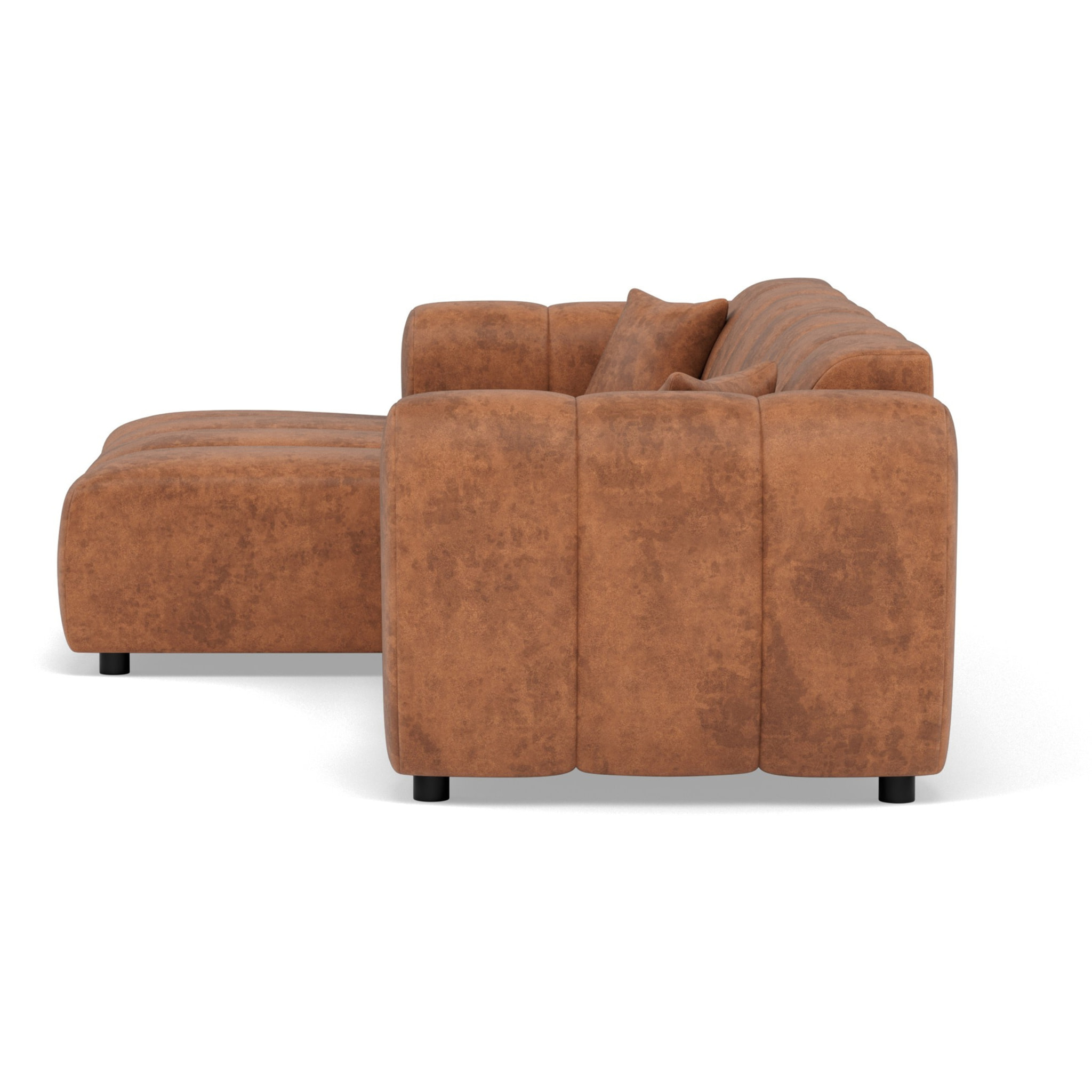 Curtis - canapé d'angle gauche 4 places en simili - Cognac