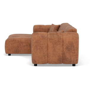 Curtis - canapé d'angle gauche 4 places en simili - Cognac