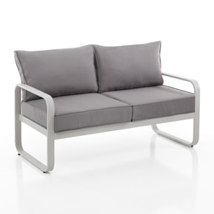 Canapé de jardin 2 places Tomasucci ISCHIA, en polyester et aluminium, blanc, 131 × 72 × 76 cm