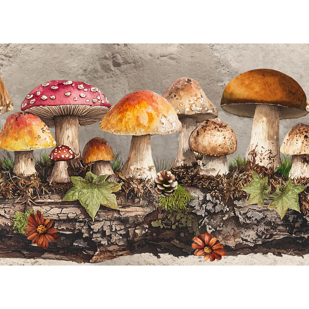 Tappeto Passatoia Corsia Cucina Ingresso Antimacchia Disegno Funghi 2657