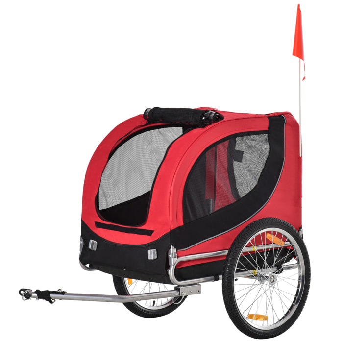 Remolque Bici Mascota de Oxford 130x73x90cm Rojo y Negro