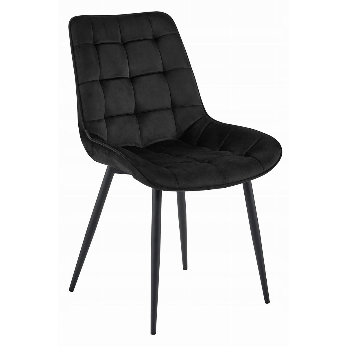 Set di 4 sedie Bera in velluto nero con trapuntatura