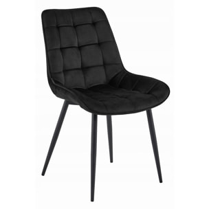 Set di 4 sedie Bera in velluto nero con trapuntatura