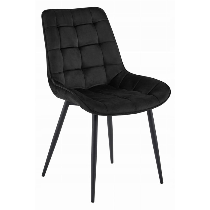 Set di 4 sedie Bera in velluto nero con trapuntatura