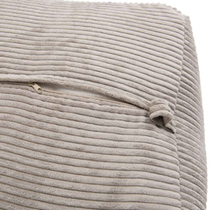 ALBANE - Pouf carré 57x57cm tissu velours côtelé gris perle