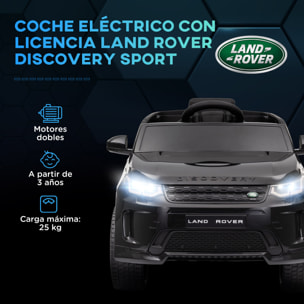 Coche Eléctrico para Niños de +3 Años con Licencia Land Rover Discovery Sport Carro Eléctrico Infantil con Batería 12V Mando a Distancia Arranque Lento Faros Bocina y Música Negro