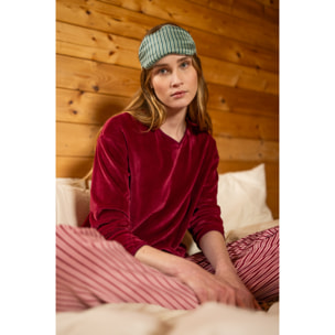 Completo loungewear donna lisette in ciniglia felpata collo a V Noidinotte